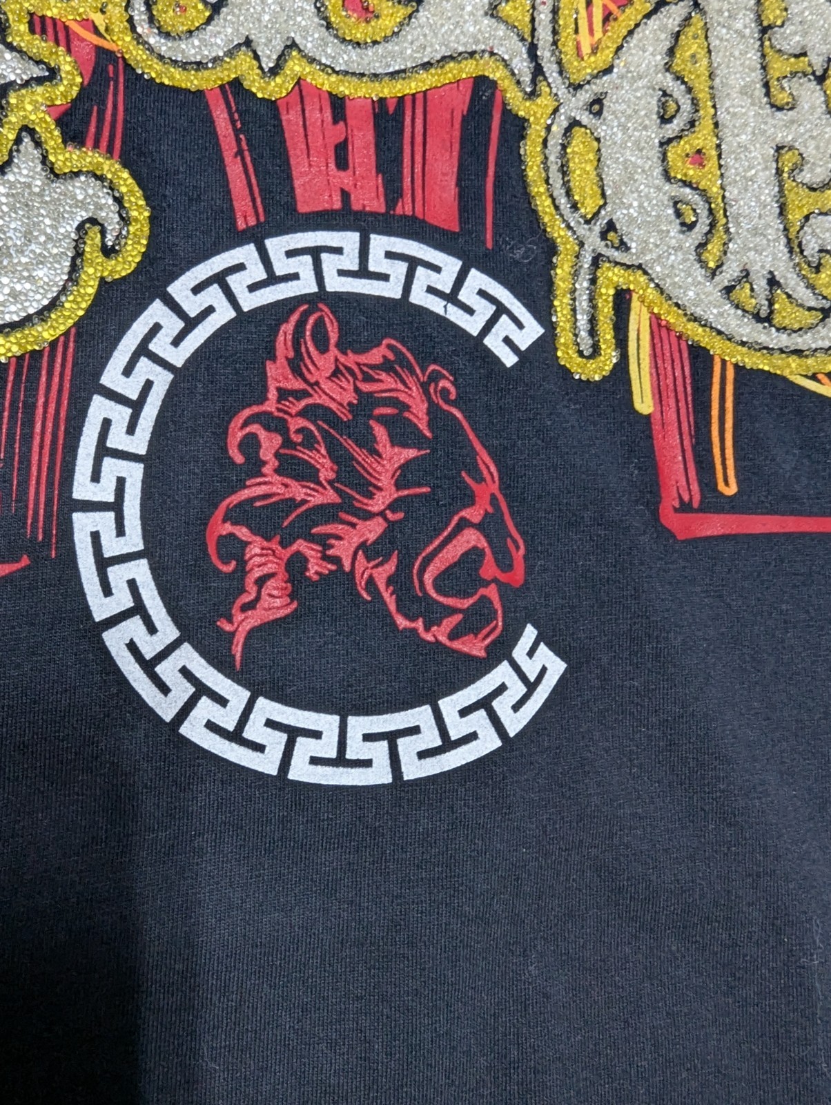 Cezer Men’s 2XL Black T-Shirt Beaded Bling Graphic Y2K Hip Hop