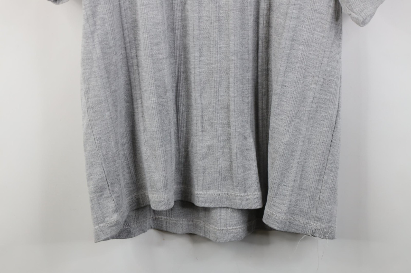 Vintage 90s Streetwear Mens Medium Blank Striped Ribbed Knit Henley T-Shirt Gray