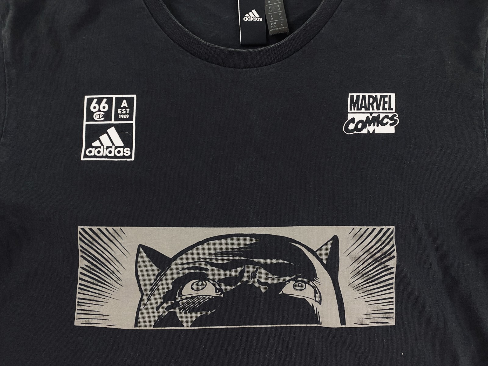 Adidas Marvel Comics Black Panther Face Mens T Shirt Black Size M