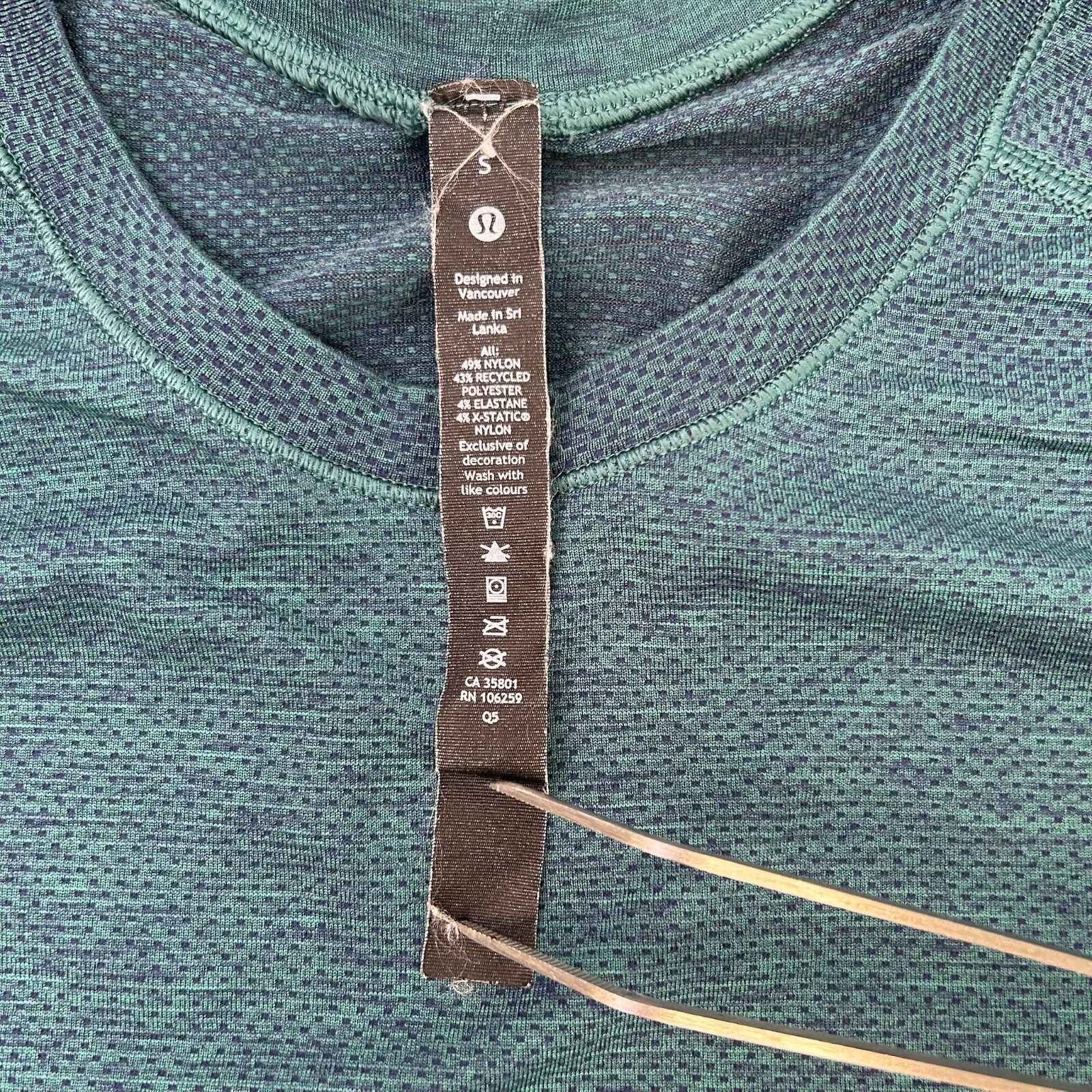 Lululemon Shirt Men Small Heather Teal Long Sleeve Train Work Party Run Gym Ex