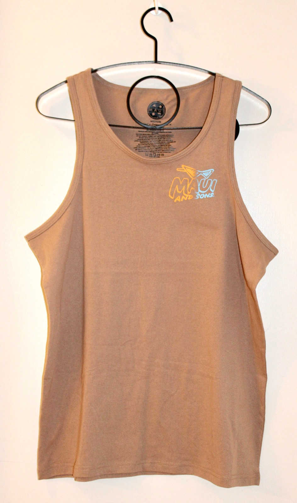 NWT Maui and Sons Men&rsquo;s Light Taupe Brown Surf Tank Top sz M