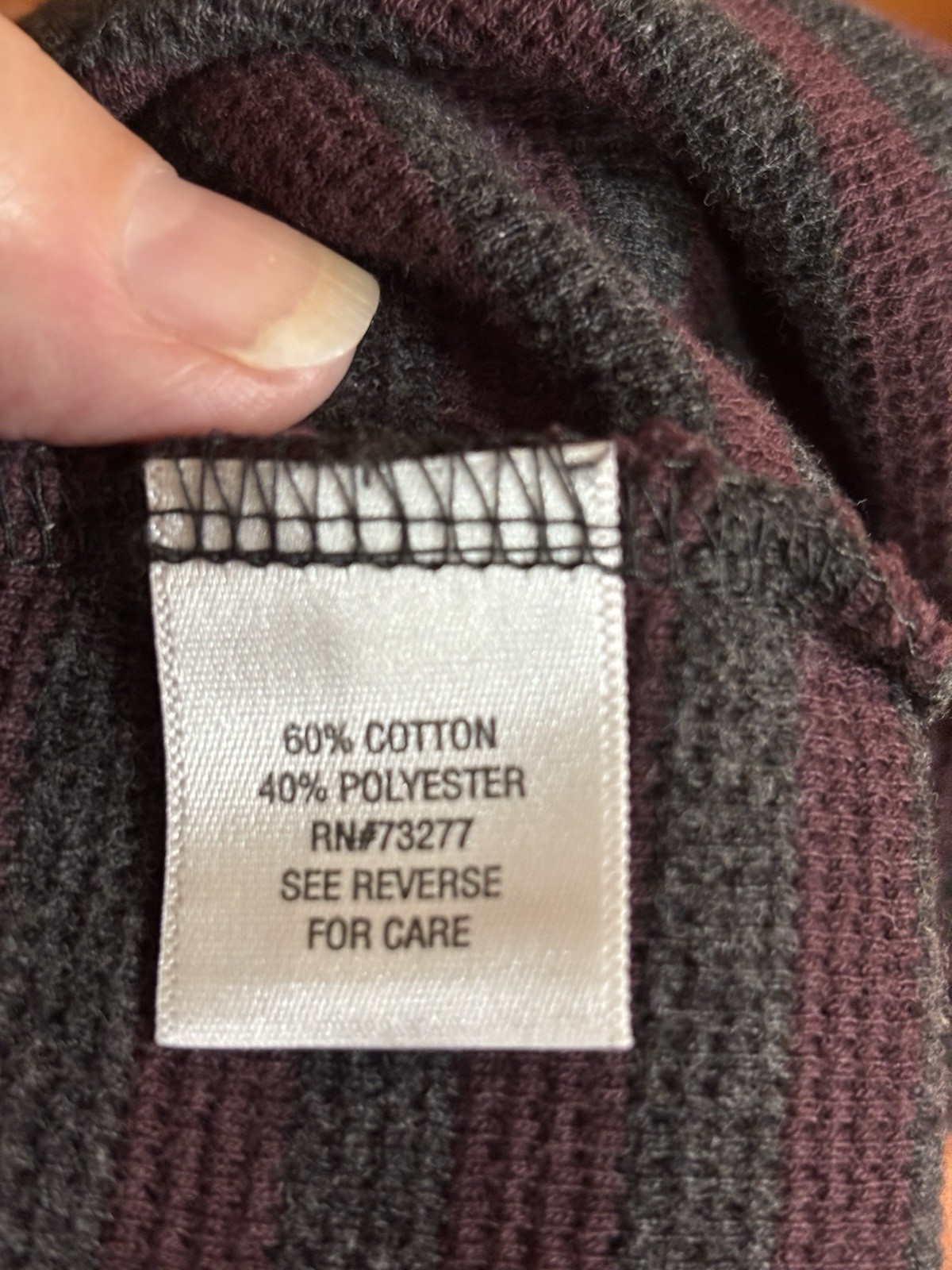 Sonoma Men&rsquo;s XXL L/S Pullover Tshirt Gray Burgundy Stripe