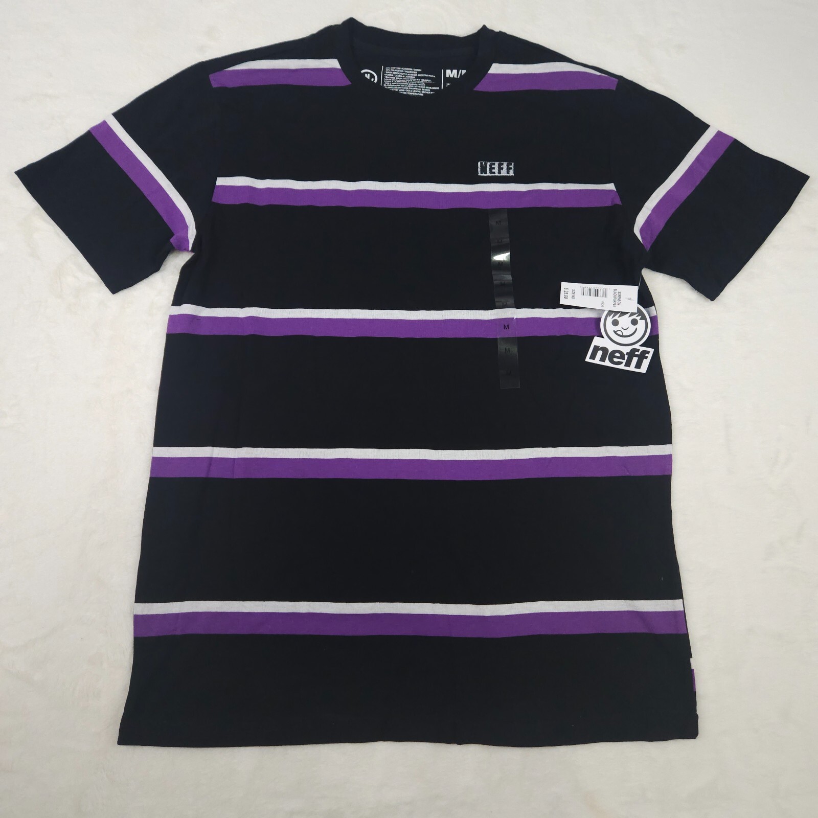 Neff Sorenson Black Purple Striped Short Sleeve T-Shirt Men&rsquo;s Size S, M, L, XL