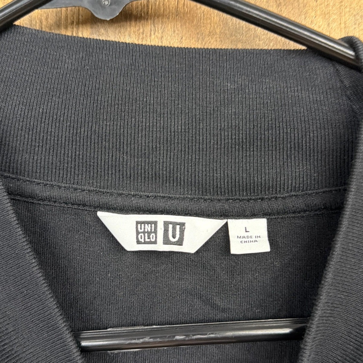 Uniqlo Mens Shirt Black Thick High Neck Stretch Minimalist Dark Academia L