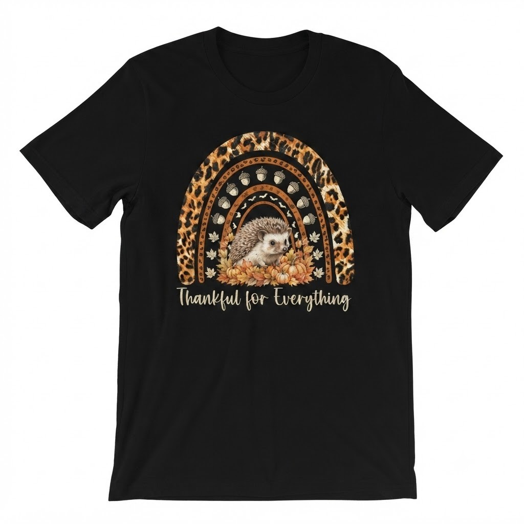 Leopard Fall Boho Rainbow Hedgehog Thanksgiving T-shirt For Men Women