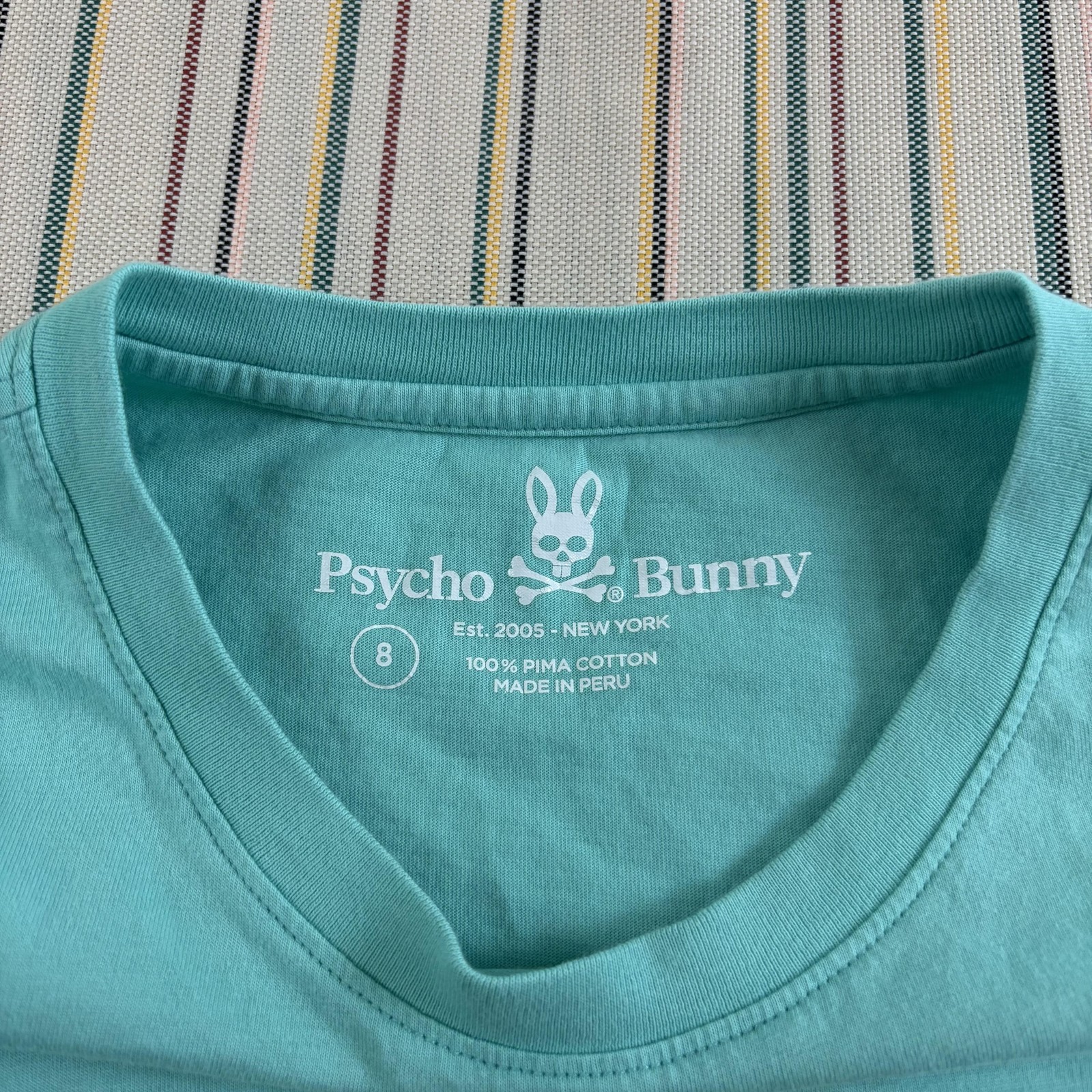 Psycho Bunny Shirt Mens Large Mint Green Skull Bunny Graphic Cotton Tee Crewneck
