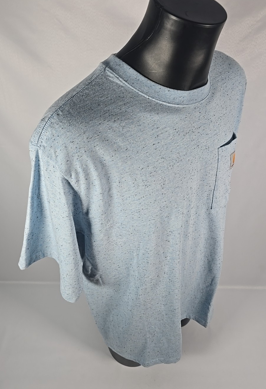 CARHARTT Short Sleeve Loose Fit T-Shirt Blue Flecked Patch Pocket Men&rsquo;s Large
