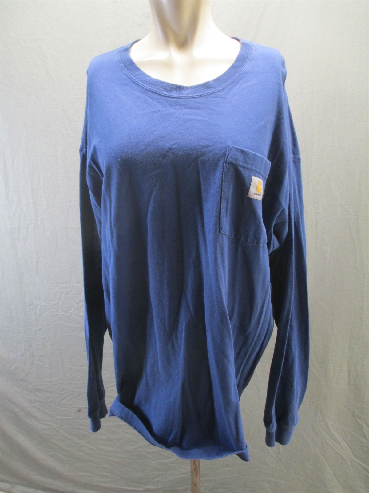Carhartt Size XL Mens Blue 100% Cotton Long Sleeve Pockets Utility Shirt 241