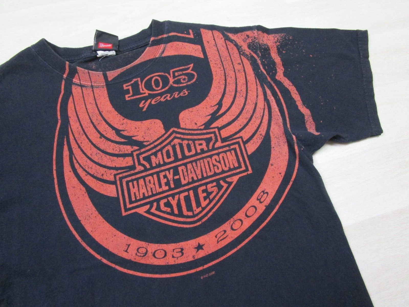 Harley-Davidson Motorcycles T Shirt (L) 105 Year Anniversary AOP Biker Wisconsin