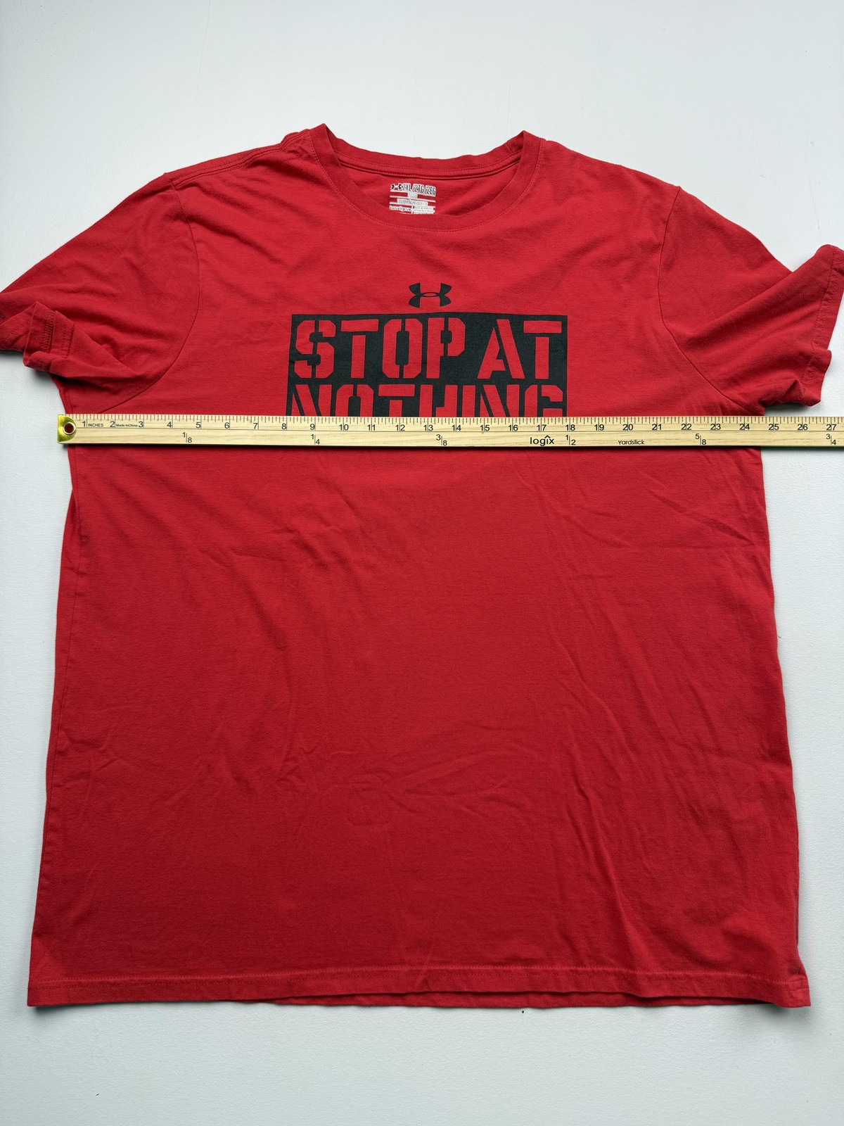 Under Armour Shirt Mens 2XL Red Stop At Nothing Graphic HeatGear Tee Top
