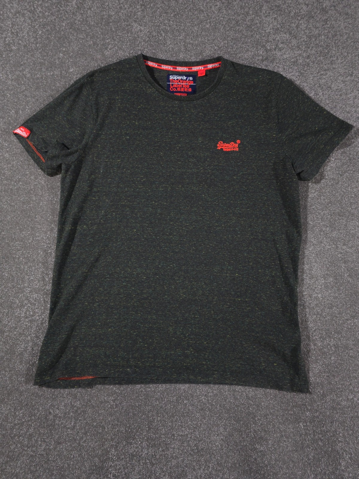 Superdry Shirt Mens 2XL Dark Green Marl Gym The Orange Label Outdoor Casual Top