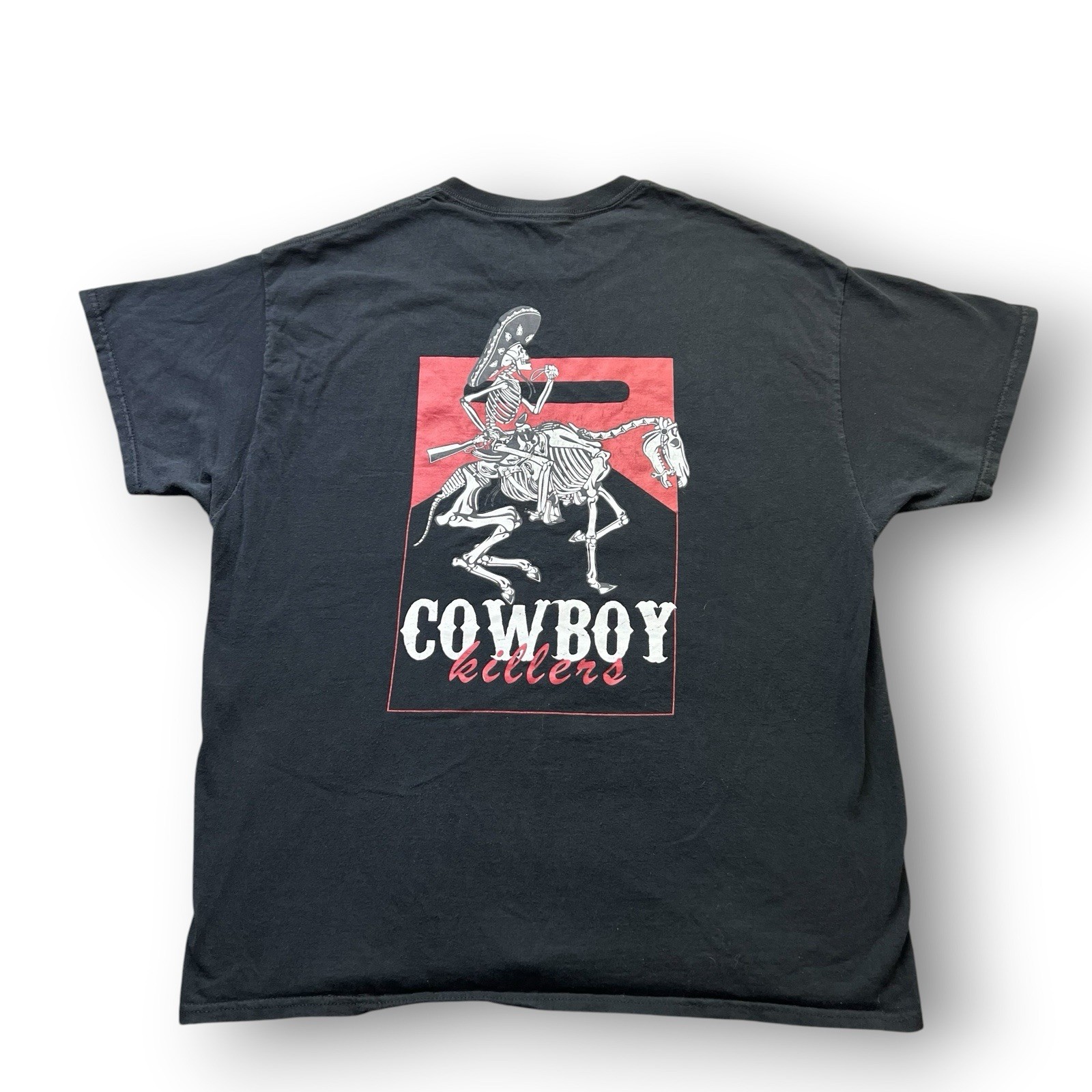 Vintage Marlboro Wild West Cowboy Killers Shirt XL Skeleton Horse Graphic Black