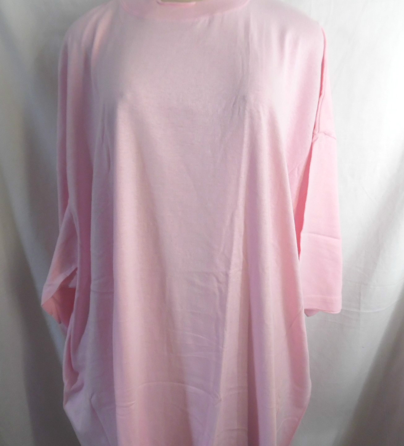 PINK EXTRA LONG T-SHIRT SHORT SLEEVE 33&Prime; UNISEX SLEEP SHIRT NIGHTGOWN 5X 6X