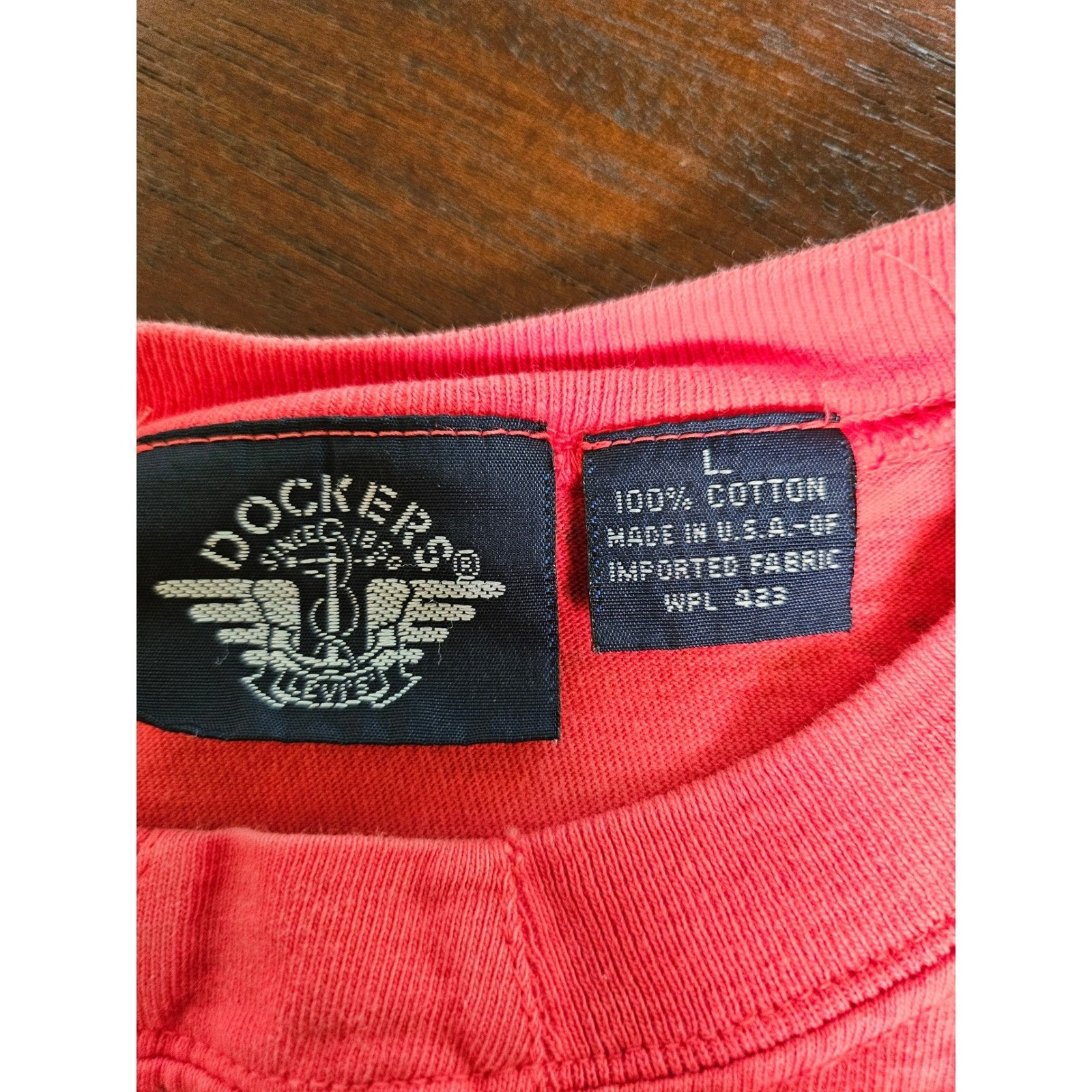Dockers Long Sleeve Shirt Mens Large Red Striped Vintage Cotton Crewneck