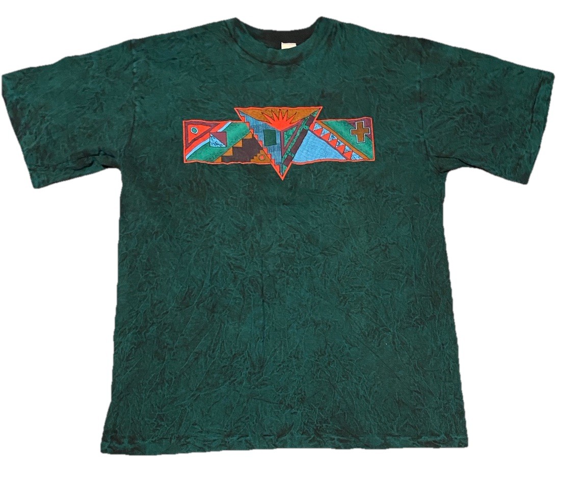 Vintage Southwestern Art T-Shirt Stone Acid Washed Green 90&rsquo;s Adult Large