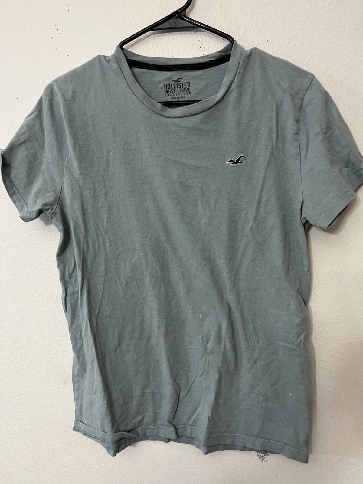 Hollister Must Have Collection Logo Solid Tee Small Men Blue Crew Logo