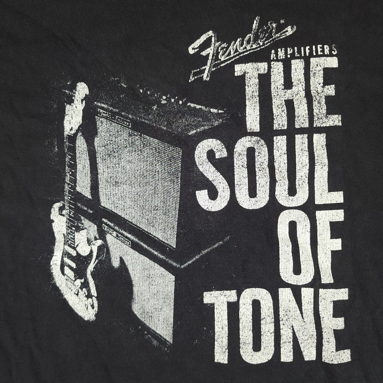 Fender Amplifiers T Shirt Mens XL Black Cotton Soul Of Tone Guitar Music Tee