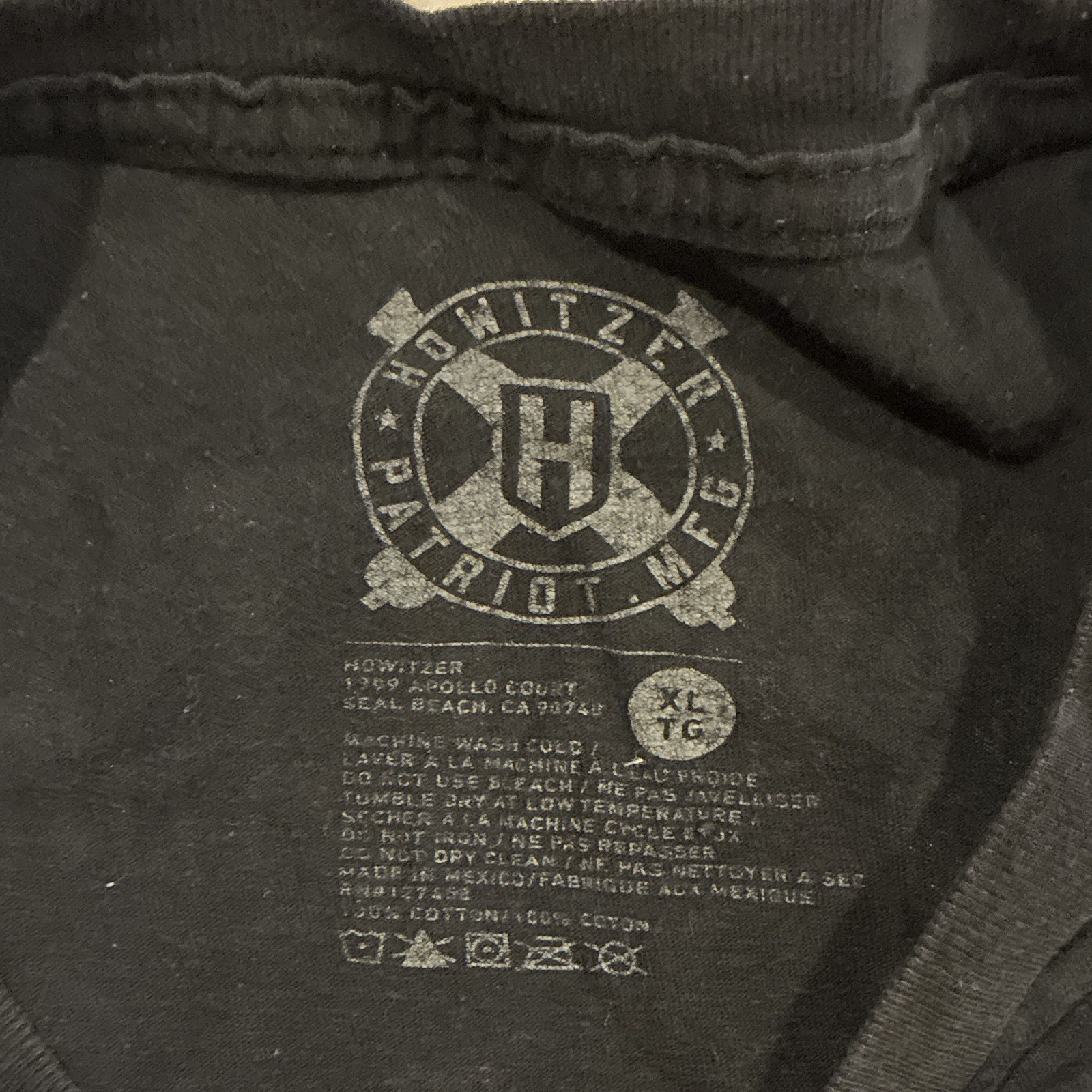 Howitzer Clothing Men&rsquo;s Black Double-Sided Logo Graphic Crew Neck T-Shirt XL