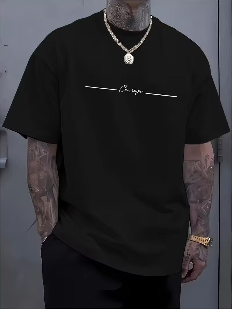 Men&rsquo;s Trendy Graphic English Print Drop Shoulder T-Shirt