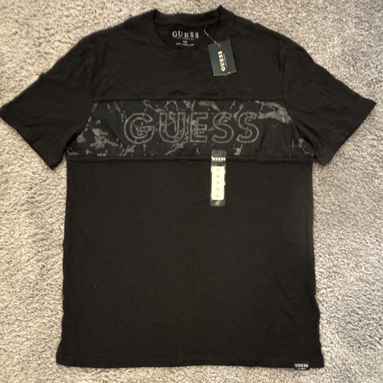 GUESS Atlas Fashion Crew Men&rsquo;s Black Logo Cotton Jersey Crew Neck T-Shirt M