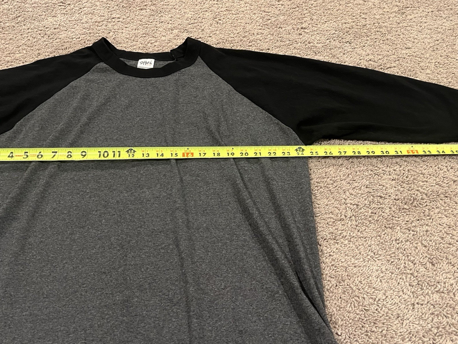 Shaka Men&rsquo;s Active Cotton Crew Neck Baseball Sleeve T-shirt 2XL