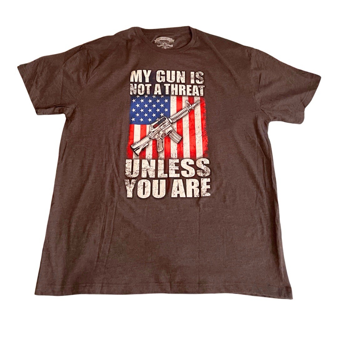 I Love My Freedom Men’s Dark Gray My Gun Is Not A Threat T-Shirt