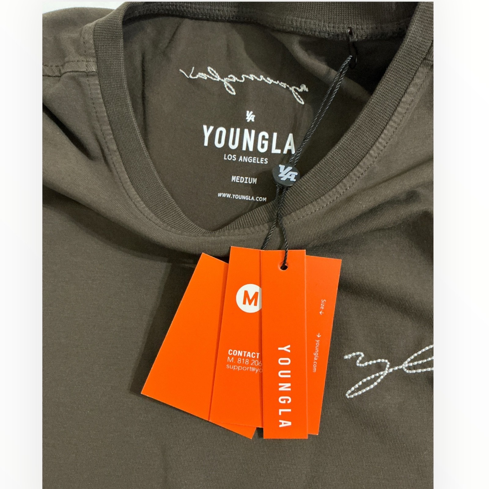 YoungLA 466 Tailored Tee Chocolate Medium Fitted Gym Streetwear Shirt