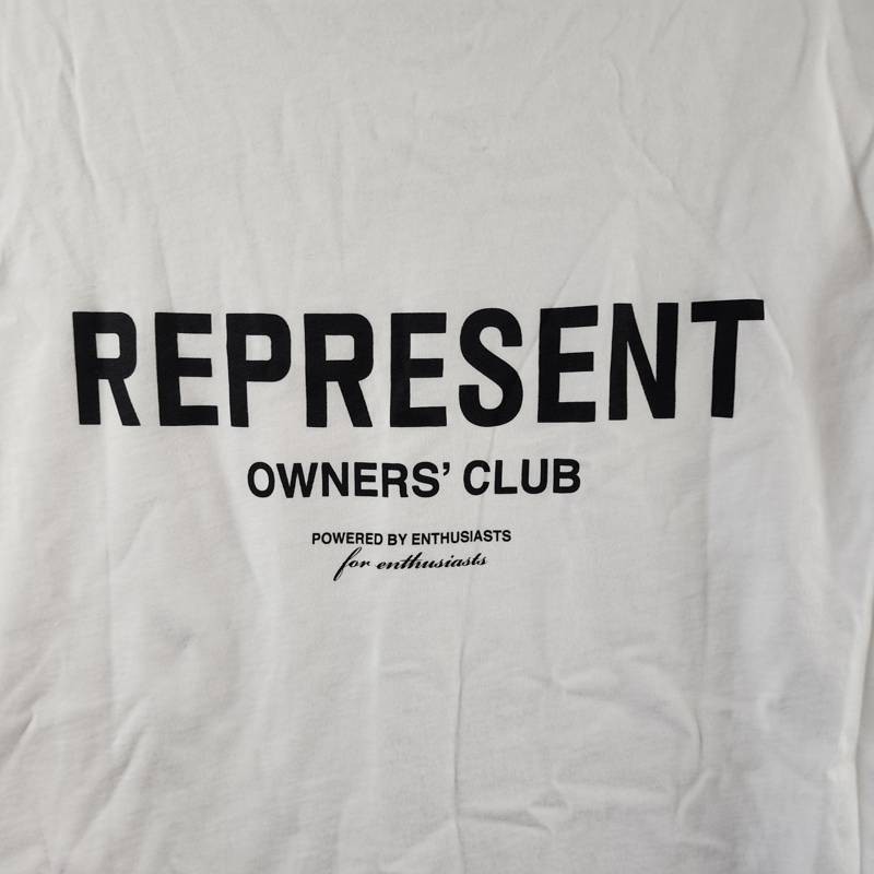 REPRESENT Owners Club Oversized Fit T-Shirt Mens XS Flat White Crewneck Pullover