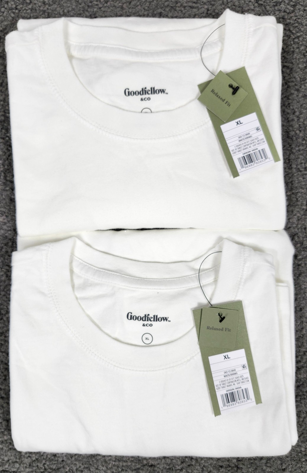 Men&rsquo;s Crew Neck T Shirt XL White « Pack of 2 » Pocket Relaxed Fit Goodfellow Co