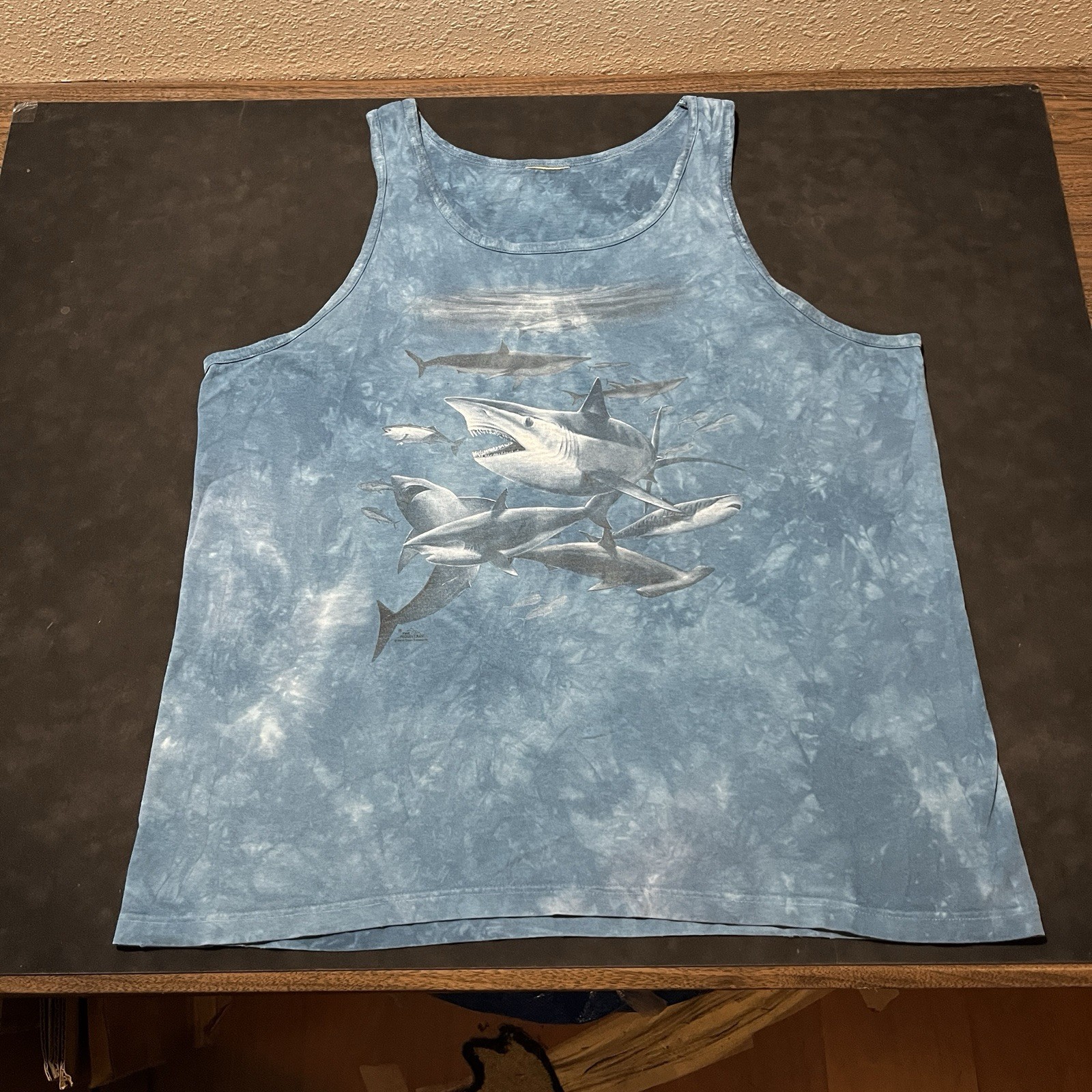 Vintage Shark The Mountain Shirt Tank Top Men Tie Dye Bite Hammerhead Shark Week