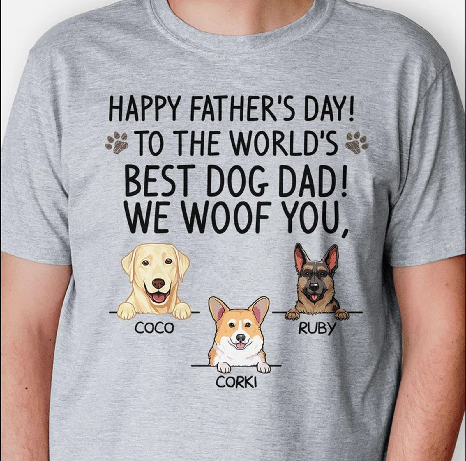 Personalized Best Dog Dad Shirt, Happy Father&rsquo;s Day The World&rsquo;s Best Dog Dad Tee