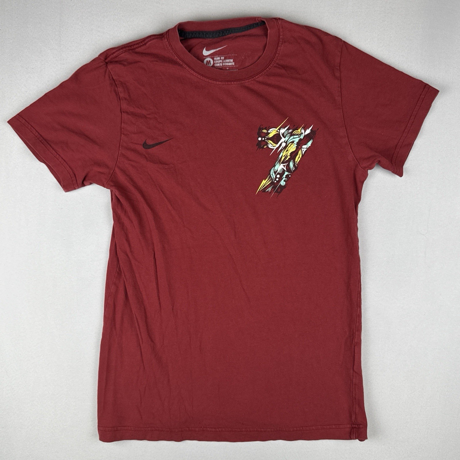 Nike Cristiano Ronaldo CR7 Soccer T Shirt Red Swoosh Football Mens Medium