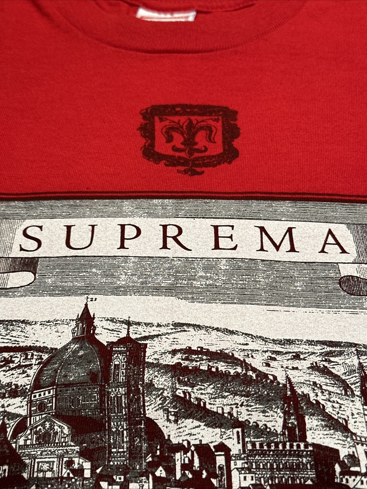 Authentic Supreme Fiorenza Tee Mens Medium Red T-shirt Suprema SS18