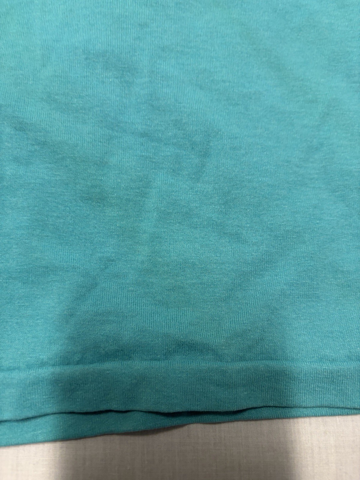 Vintage 80s Hanes T Shirt Mens M Teal Kitten Da Vinci Art USA 50/50