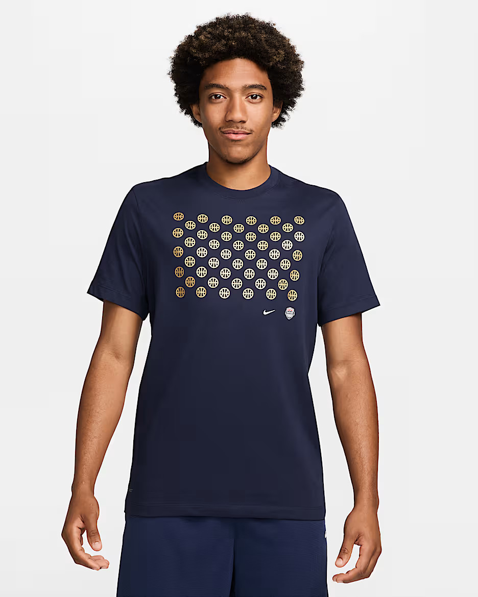 Nike USA Men&rsquo;s Basketball T-Shirts FQ3631-451 Obsidian US Size XS-3XL New