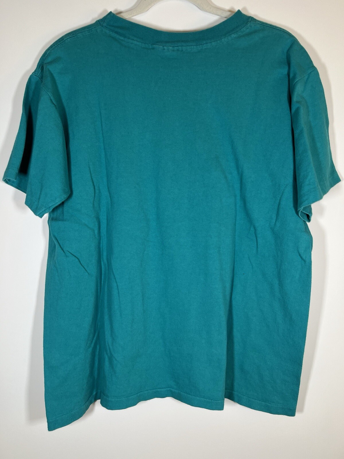Vintage 90s single stitch blue green Hawaii gold foil palm trees sz L graphic