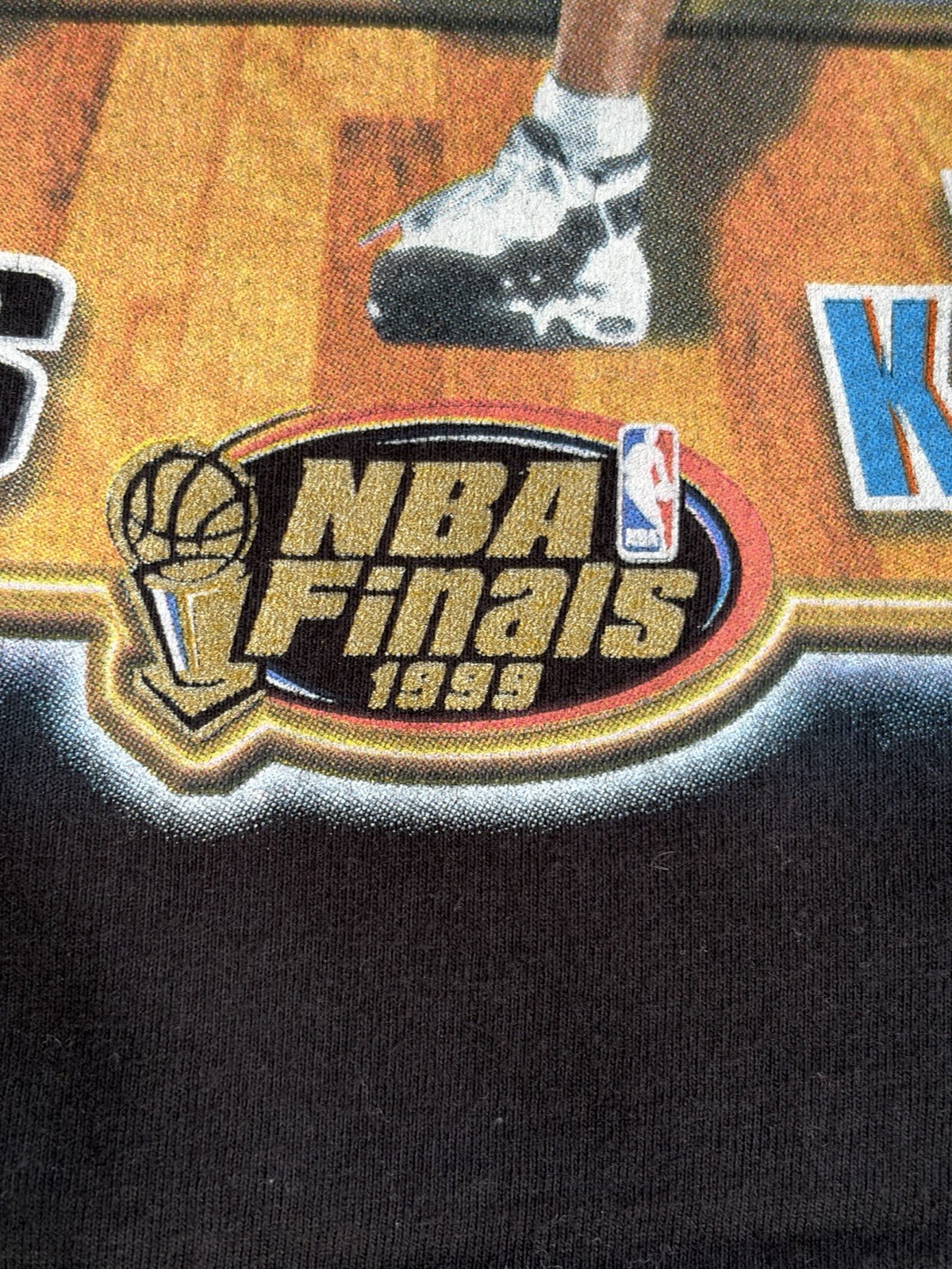 Vintage 1999 Pro Player NBA Finals NY Knicks San Antonio Spurs Tee Sz. 2X Black