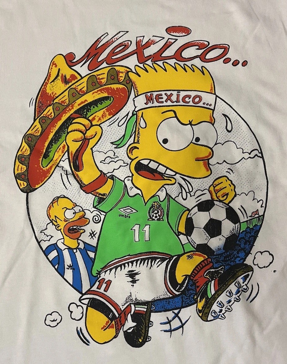 Bart Simpson Shirt Mexico Soccer World Cup 90s Vintage Bootleg Style Simpsons XL