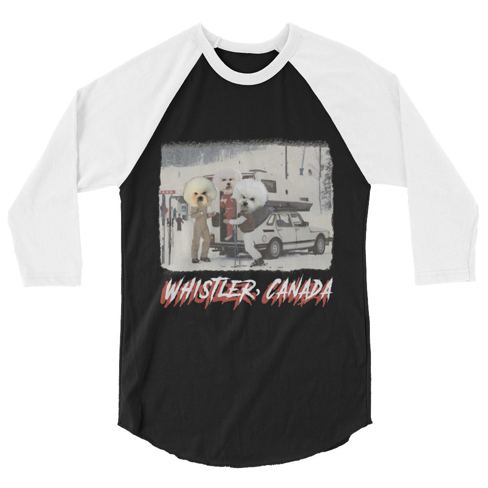 Ski Whistler Canada SAAB Toppola Bichon Frise Skier 3/4 sleeve raglan shirt