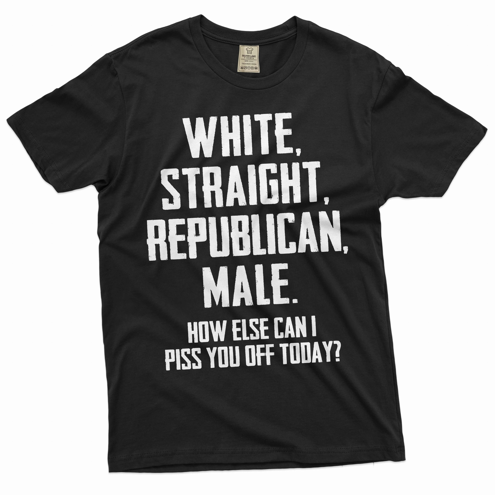 Men&rsquo;s Funny Shirt White Straight Republican Male Shirt Dad Grandpa Patriotic Tee
