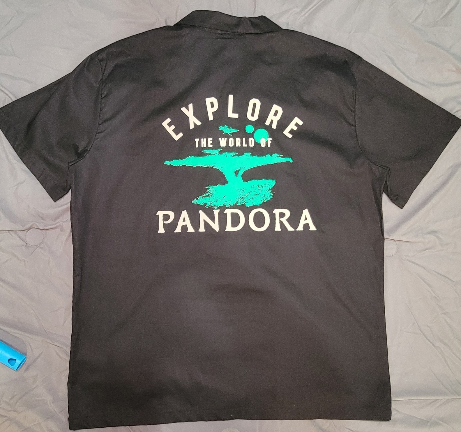 Avatar Pandora Camp Shirt Men Large Black Button Front Disney World Animal…