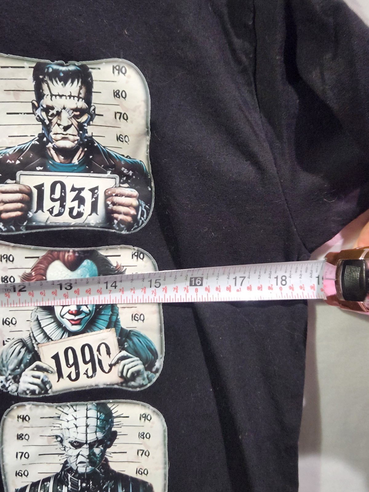Horror Halloween T-Shirt, Movie Villains Mugshot Tee, Freddy Jason Pennywise LRG