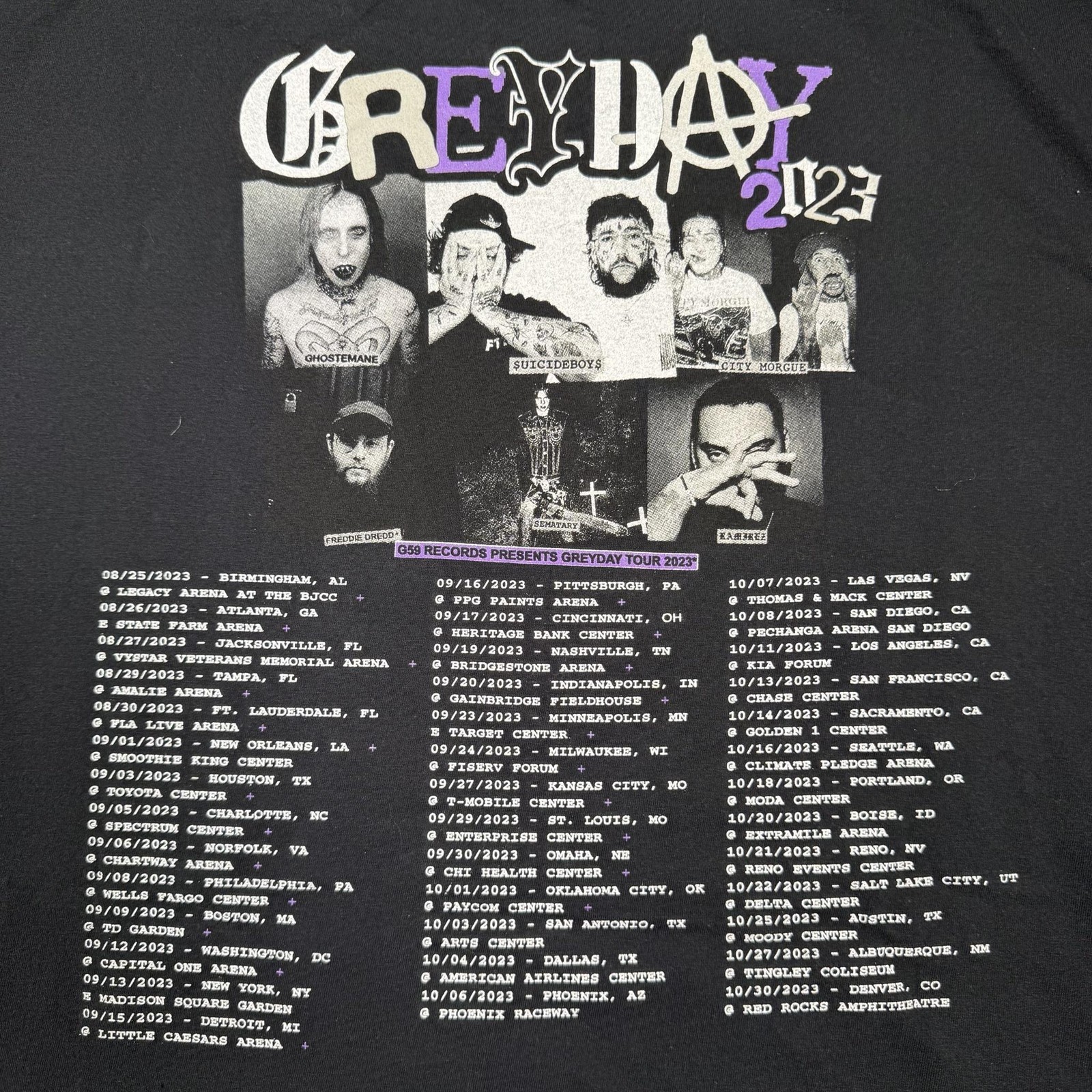 Suicideboys Grey Day 2023 Tour Shirt Mens Large Black Graphic Band Tee T-Shirt