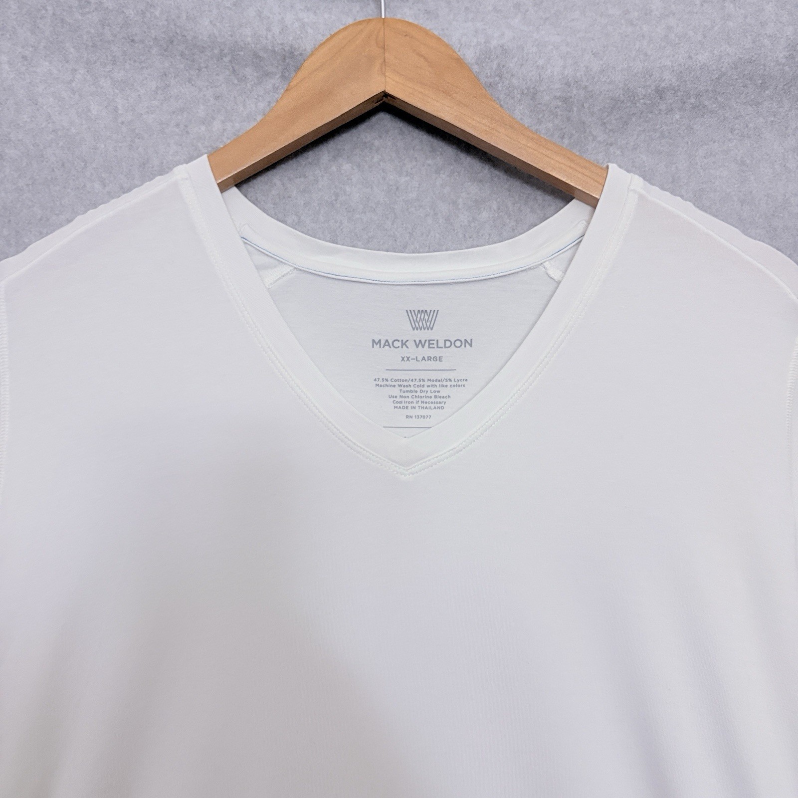Mack Weldon Shirt Mens 2XL White Tagless Cotton Modal Crew Neck Short Sleeve