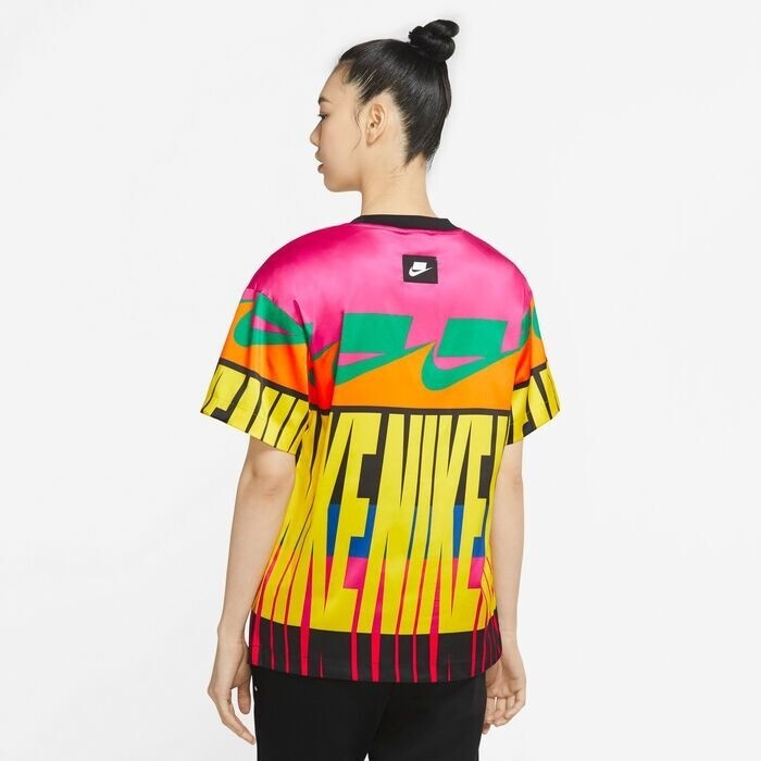 Nike Sportswear Allover Printed T-Shirt in Multi Pink Yellow