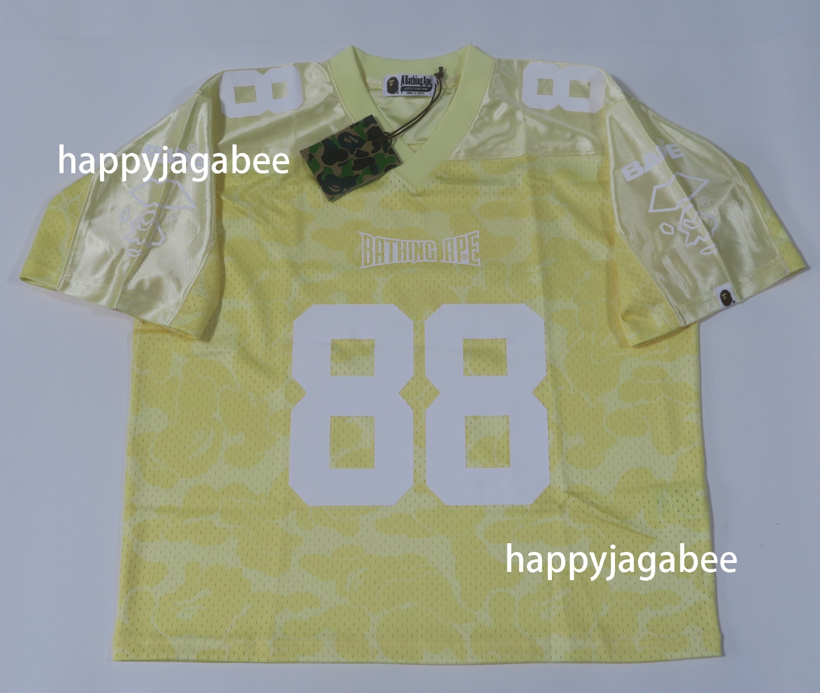 A BATHING APE Men&rsquo;s SOLID CAMO MULTI LOGO RELAXED FIT FOOTBALL JERSEY TEE rz