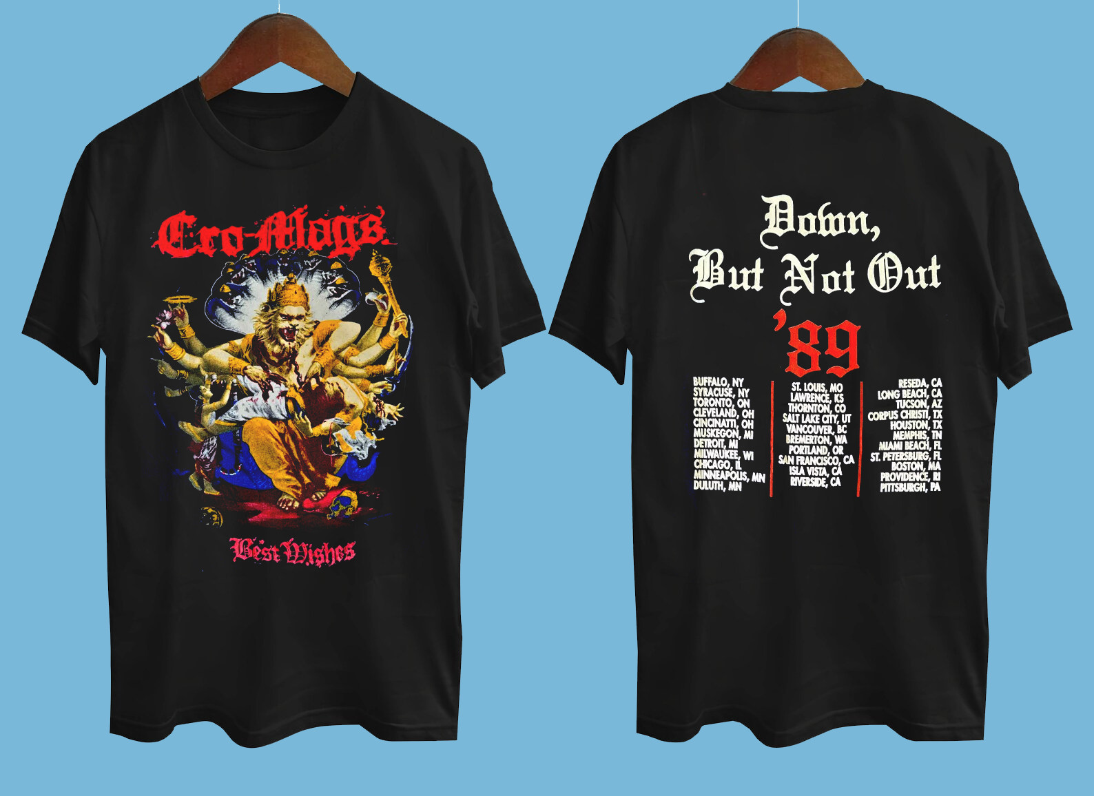 Cro-Mags 1989 Down But Not Out tour Black Unisex All Size S-5XL Shirt 2 Sided