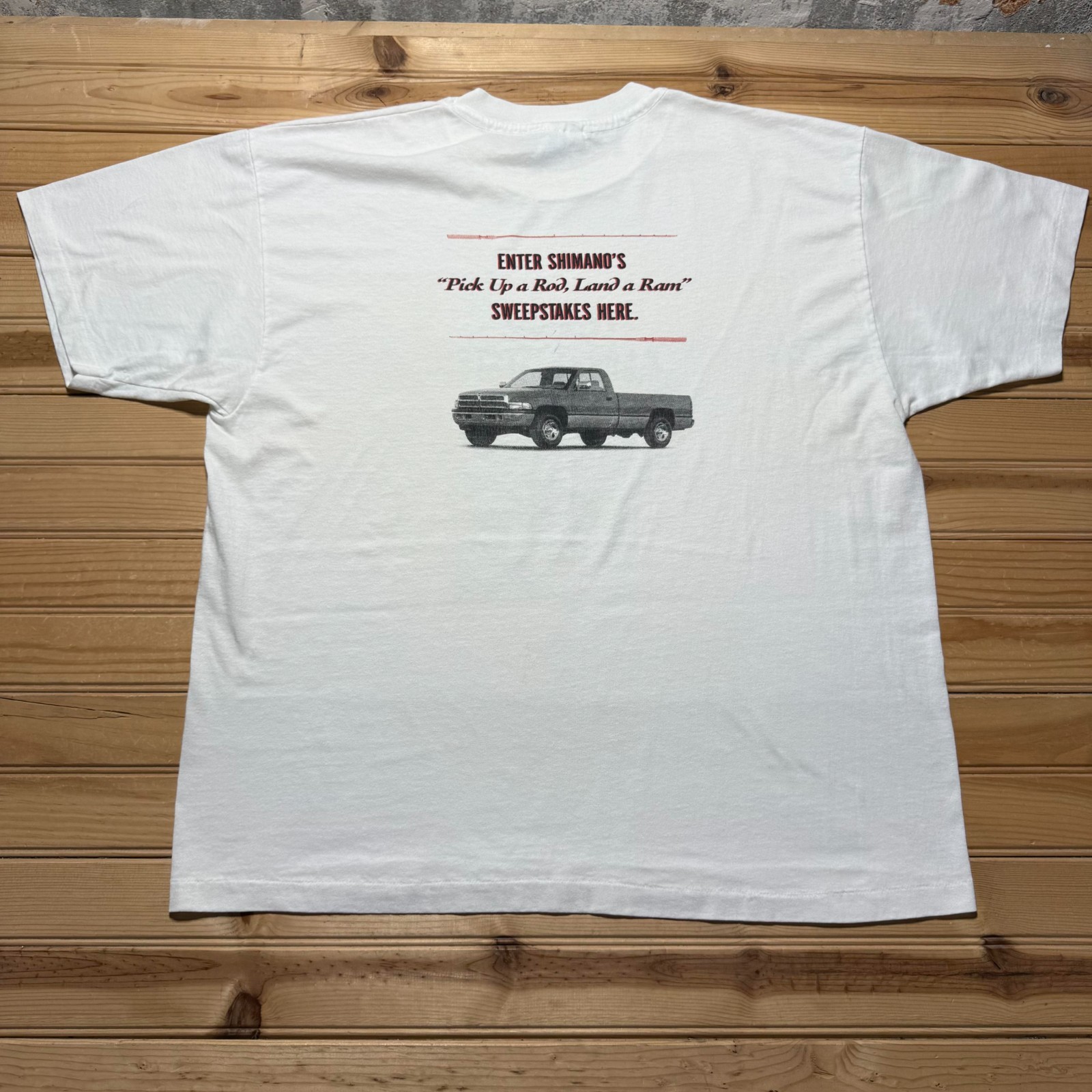 Vintage 90s Hanes Shimano Fishing Pick Up Truck Promo Graphic T-Shirt USA – XL