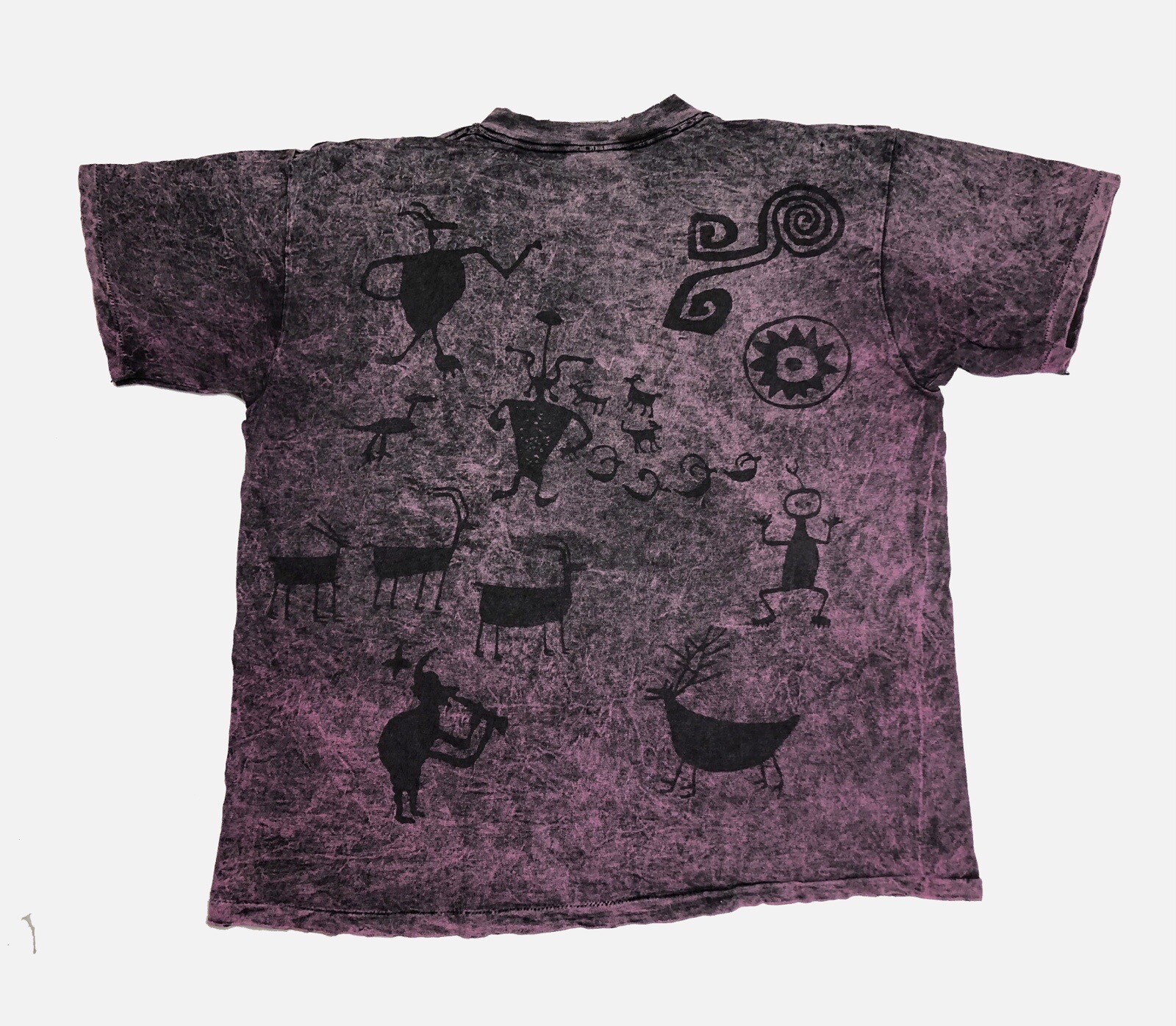Vtg Rock Art By Bravo Shirt Size L – Purple Acid Wash OP 90s Mauve Dagoli Cave