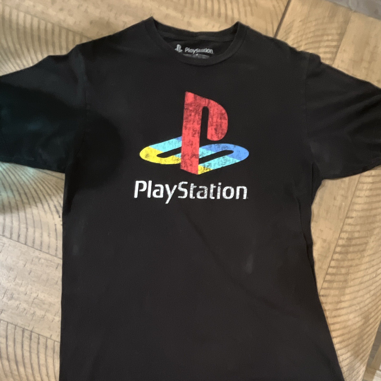 2019 PlayStation Men&rsquo;s Black Logo Graphic Print Crew Neck Cotton T-Shirt Size M
